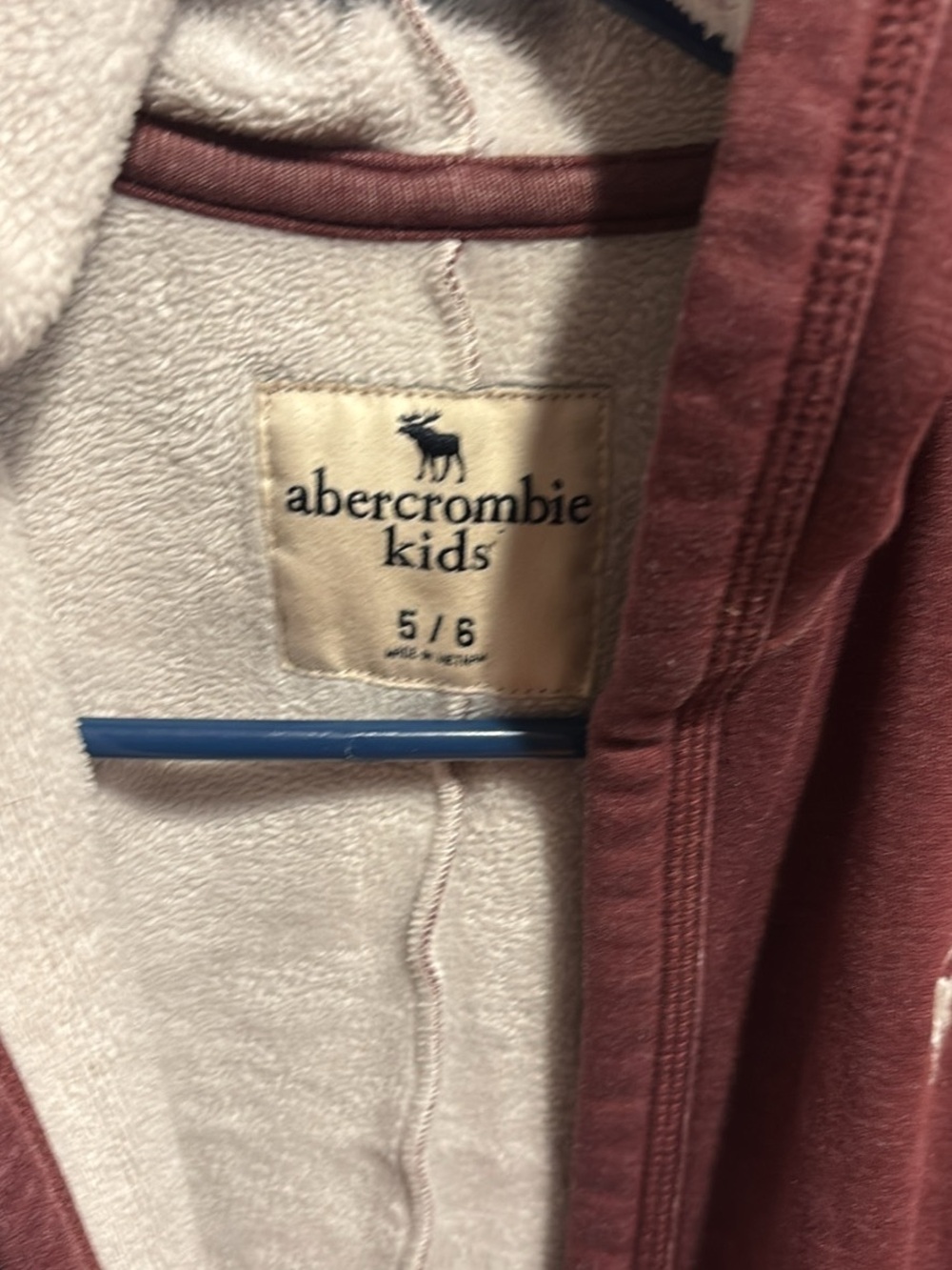 abercrombie kids Cream Lined Maroon Teddy Jacket